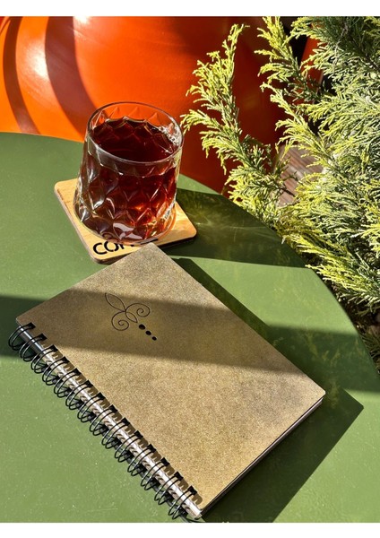 Isminize Özel Ahşap Kapaklı Ajanda Defter Günlük Spiralli Ahşap Kapaklı Defter Anı Defteri