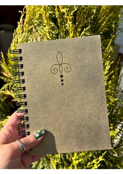 Isminize Özel Ahşap Kapaklı Ajanda Defter Günlük Spiralli Ahşap Kapaklı Defter Anı Defteri