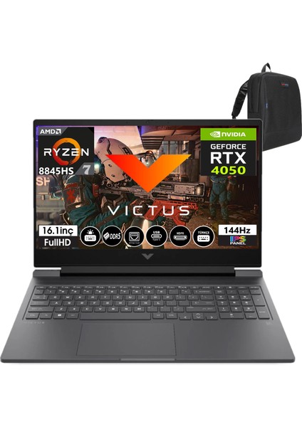 Victus W16-S1026NT Amd Ryzen R7-8845HS 48GB Ddr5 512GB SSD 6GB/RTX4050 Freedos 16.1" 144 Hz Fhd IPS Taşınabilir Bilgisayar VİCTUS9Z796EA09+WEBLEGELSINÇANTA