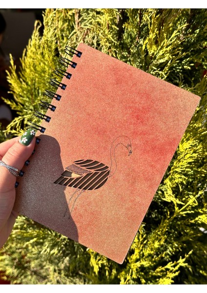 Isminize Özel Ahşap Kapaklı Ajanda Defter Günlük Spiralli Ahşap Kapaklı Defter Anı Defteri