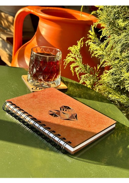 Isminize Özel Ahşap Kapaklı Ajanda Defter Günlük Spiralli Ahşap Kapaklı Defter Anı Defteri