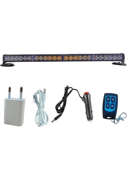 4'lü Tepe Çakar Lamba Mıknatıslı Vantuzlu 21 Fonksiyonlu 24 Ledli Kırmızı Mavi-Beyaz Beyaz 60CM Usb-Fiş Şarjlı Kumandalı Adet / LAPA118-1 modelleri