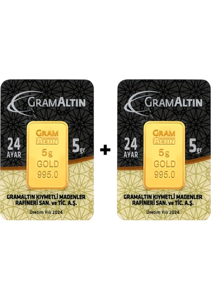 Tuğrul Kuyumculuk 10 Gram (5+5) Külçe Gram Altın Iar 24 Ayar