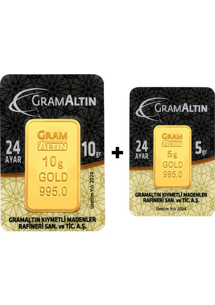 Tuğrul Kuyumculuk 15 Gram (10+5) Külçe Gram Altın Iar 24 Ayar