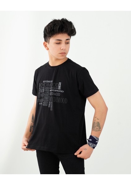 Erkek Boydimood Baskılı Oversize Siyah Tişört fiyatları