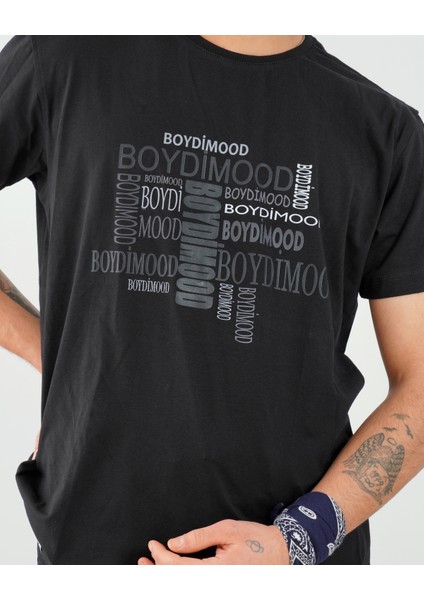 Erkek Boydimood Baskılı Oversize Siyah Tişört modelleri
