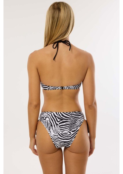 20522 Zebra Desenli Straplez Bikini Takımı