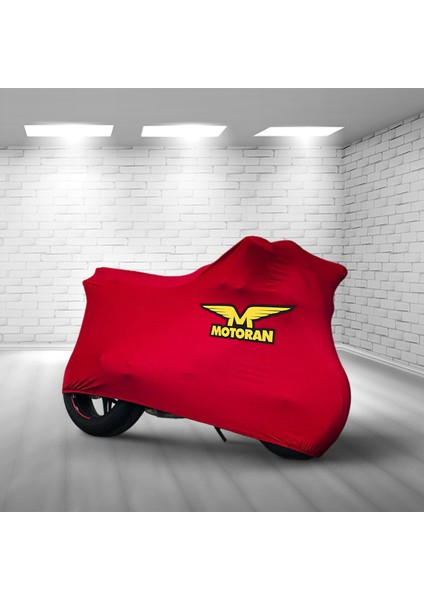 Ultra Shop Motoran Dante 100 Kırmızı Kumaş Motosiklet Brandası Logo Baskılı Penye Kumaş Motosiklet Branda