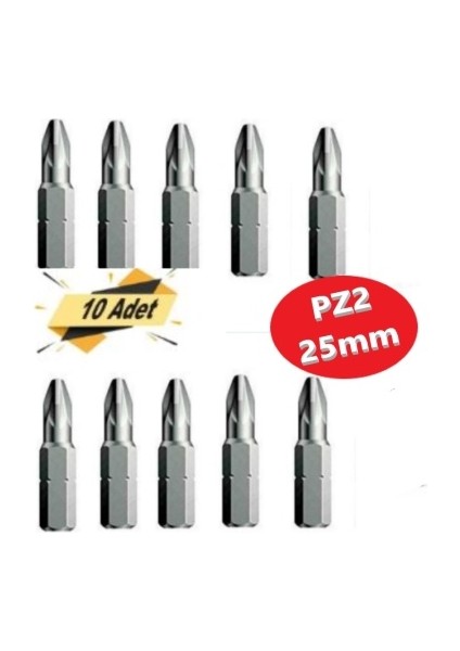 Bits Uç, Yıldız Matkap Ucu Pz2 x 25 mm 10 Adet