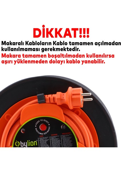 Makaralı Seyyar Kablo Uzatma Kablosu 3x1.5 mm Ttr Kablo 50+2 Metre