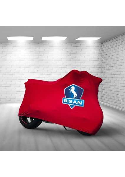 Ultra Shop Bisan Sunway Fks 125 Kırmızı Kumaş Motosiklet Brandası Logo Baskılı Penye Kumaş Motosiklet Branda