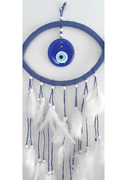 Nazar Boncuklu Hasır Mavi Düş Kapanı Dreamcatcher Kötü Rüya Kovucu Rüya Kapanı Duvar Süsü modelleri