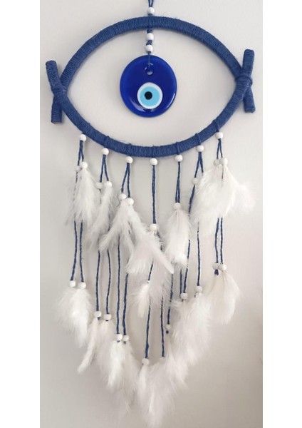 Nazar Boncuklu Hasır Mavi Düş Kapanı Dreamcatcher Kötü Rüya Kovucu Rüya Kapanı Duvar Süsü fırsatları