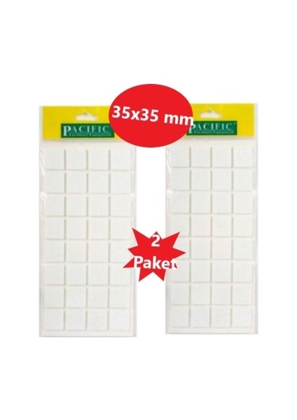 Zemin Koruyucu 35X35 mm Parlak Beyaz EVA Keçe, Ses ve Çizik Önleyici Siyah Mobilya Keçesi 2 Adet