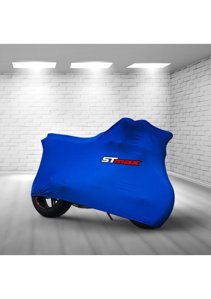 Ultra Shop Stmax Tempo 50 Mavi Kumaş Motosiklet Brandası Logo Baskılı Penye Kumaş Motosiklet Branda