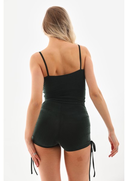 Rosy Live İn Style Biye Ile Büzgülü Şort Halka Detaylı Crop Takım modelleri