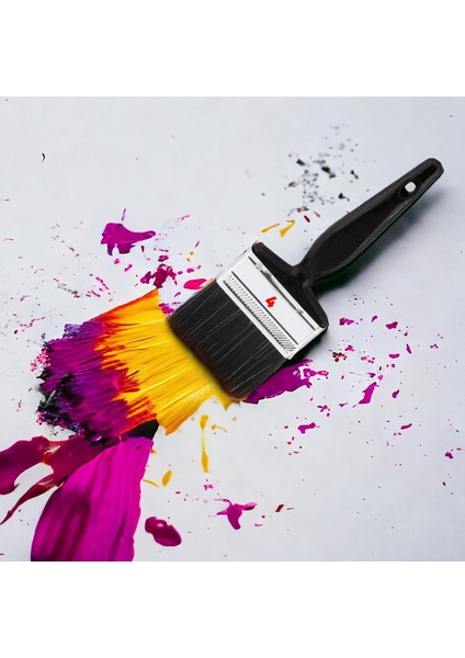 Yağlı Boya Fırça No: 4 Resim Ressam Fırçası Hobi Sanat Duvar Metal Ahşap Boyama Plastik Saplı