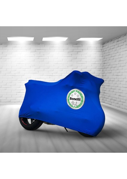 Ultra Shop Benelli Trk 502 Mavi Kumaş Motosiklet Brandası Logo Baskılı Penye Kumaş Motosiklet Branda