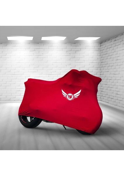Ultra Shop Yukı Benda Rock 250 Kırmızı Kumaş Motosiklet Brandası Logo Baskılı Penye Kumaş Motosiklet Branda