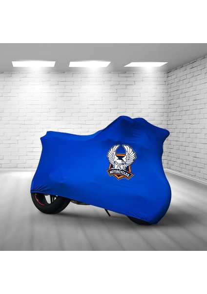 Ultra Shop Regal Raptor Dd Spt 350 Mavi Kumaş Motosiklet Brandası Logo Baskılı Penye Kumaş Motosiklet Branda