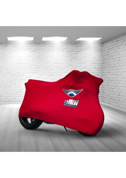 Ultra Shop Altai Ristretto 125 Kırmızı Kumaş Motosiklet Brandası Logo Baskılı Penye Kumaş Motosiklet Branda