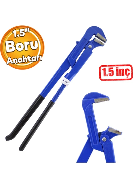 Maşalı Boru Anahtarı 1.5'' Ingiliz Anahtar 6 cm Ağız 46 cm Boy Çok Amaçlı Anahtar Sökme Sıkma Tutma