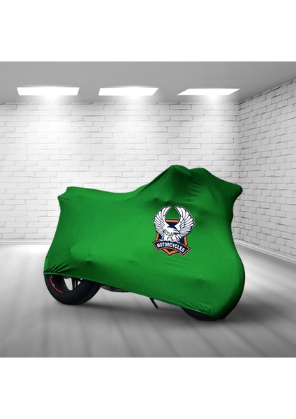 Ultra Shop Regal Raptor Dd 250E-9B Yeşil Kumaş Motosiklet Brandası Logo Baskılı Penye Kumaş Motosiklet Branda