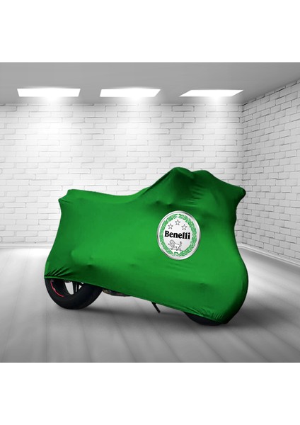 Ultra Shop Benelli Leoncino Yeşil Kumaş Motosiklet Brandası Logo Baskılı Penye Kumaş Motosiklet Branda