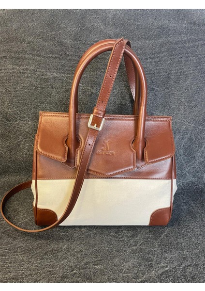 SL-2106 Özel Tasarım Hakiki Deri Kanvas Karışımı Şık Omuz Çantası 30CM×25CM Sanat Leather modelleri
