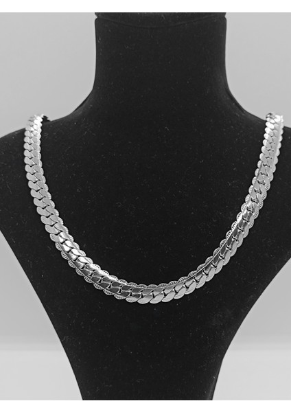 Işlemeli Yassı Yılan 8mm Unisex Paslanmaz Çelikkolye Zincir