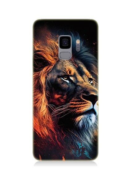 Samsung Galaxy S9 Uyumlu Siyah Fon Aslan Desenli Silikon Kılıf