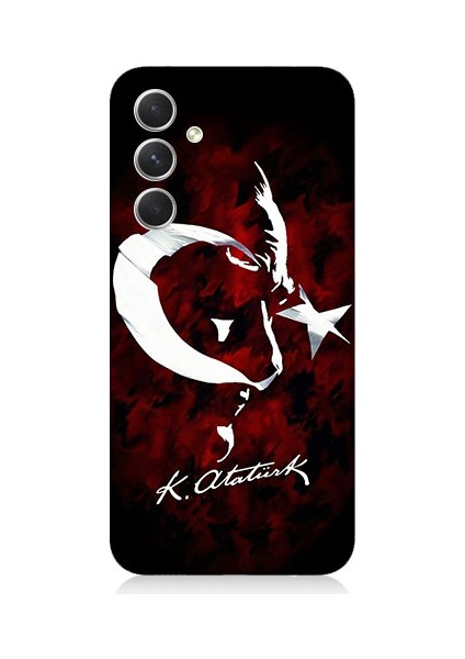 Samsung Galaxy S24 Uyumlu Bayrak ve Atatürk Imza Desenli Silikon Kılıf