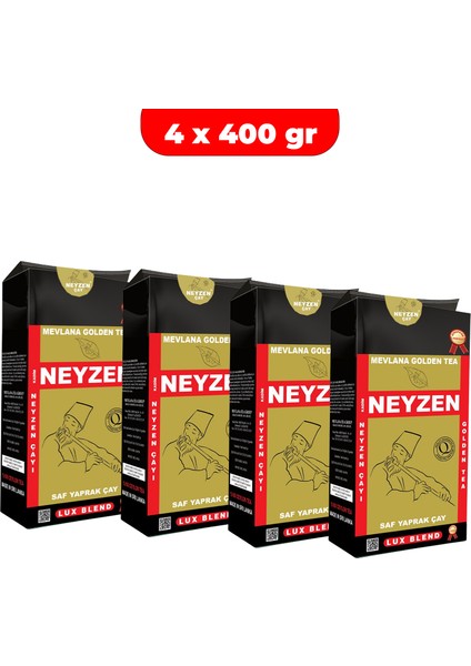 Neyzen Çay 4 x 400 G - Saf Yaprak Çay Sri Lanka Efsanesi Mevlana Golden Tea Siyah Dökme Çay