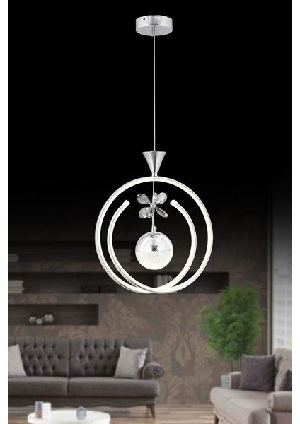 Istanbul Avize Alex Gümüş 3 Renk Ledli Kristal Taşlı Lüx Avize fiyatları