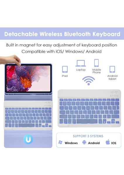 Samsung Galaxy Tab S9 Rgb LED Işıklı Türkçe Karakterli Bluetooth Özellikli Kalemlikli Klavyeli Kılıf Sm - X710 fiyatları