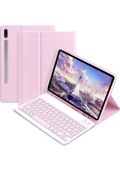 Samsung Galaxy Tab S9 Fe Plus Rgb LED Işıklı Türkçe Karakterli Bluetooth Özellikli Kalemlikli Klavyeli Kılıf Sm - X610