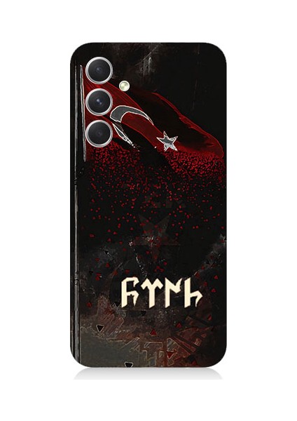 Samsung Galaxy S24 Uyumlu Bayrak ve Göktürkçe Türk Desenli Silikon Kılıf
