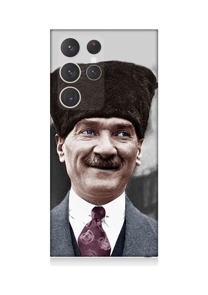 Samsung Galaxy S23 Ultra Uyumlu Mustafa Kemal Atatürk Desenli Silikon Kılıf