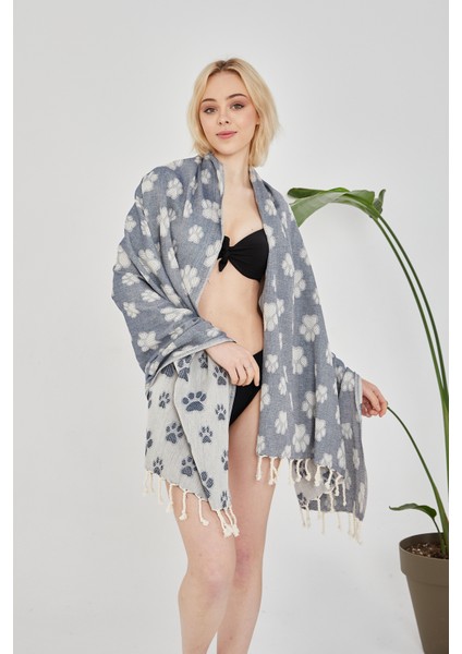 Hediyelik Pamuklu Pati Desenli Peştamal, Havlu, Hamam, Banyo, Plaj, Kadın, Erkek, Unisex