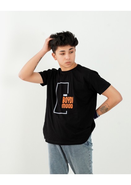 The Boydimood Baskili Oversize Siyah Tişört