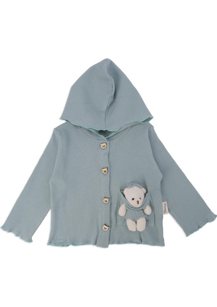 Kız Bebek Düğmeli Ayıcıklı Kapüşonlu Raporlu 2'li Alt Üst Takım modelleri