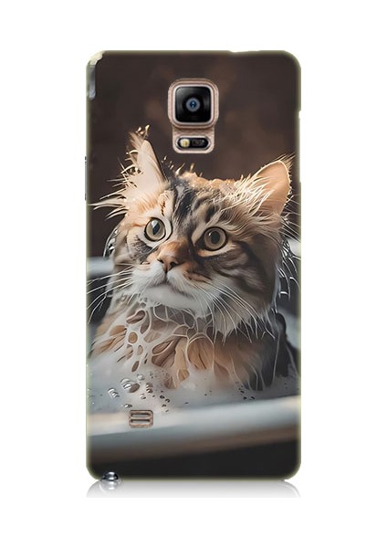 Samsung Galaxy Note 4 Uyumlu Banyo Yapan Kedi Desenli Silikon Kılıf