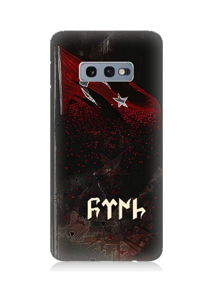 Samsung Galaxy S10E Uyumlu Bayrak ve Göktürkçe Türk Desenli Silikon Kılıf