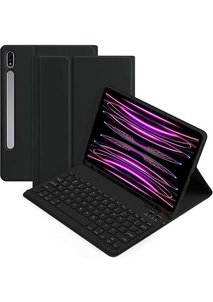 Samsung Galaxy Tab S9 Fe Plus Rgb LED Işıklı Türkçe Karakterli Bluetooth Özellikli Kalemlikli Klavyeli Kılıf Sm - X610