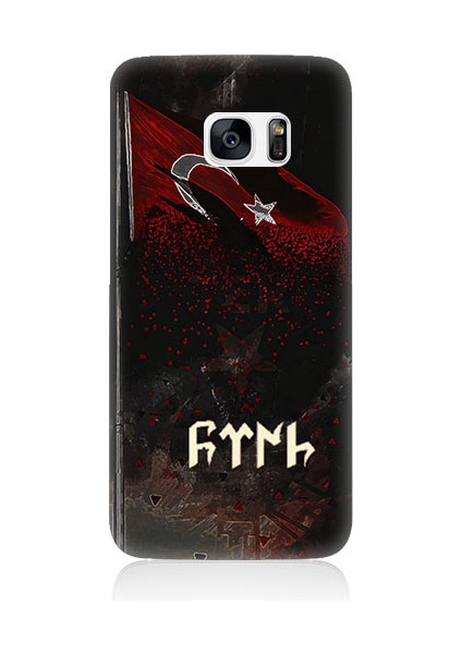 Samsung Galaxy S7 Edge Uyumlu Bayrak ve Göktürkçe Türk Desenli Silikon Kılıf