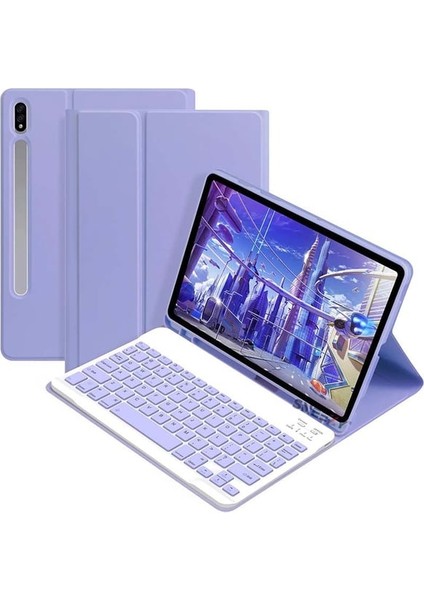 Samsung Galaxy Tab S9 Fe Plus Rgb LED Işıklı Türkçe Karakterli Bluetooth Özellikli Kalemlikli Klavyeli Kılıf Sm - X610