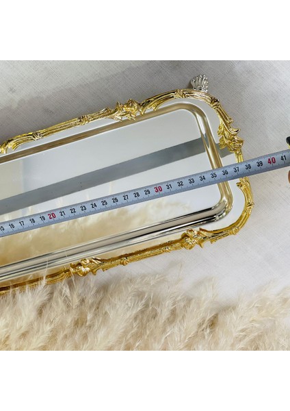 Gümüş Gold Baton Bordürlü Sunum Tepsi fiyatları
