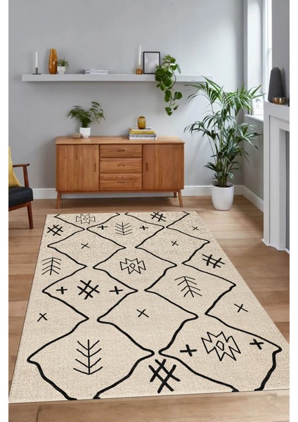 Dijital Baskılı Kaymaz Taban Yıkanabilir Iskandinav Yolluk Salon Halısı, N-Iskandinav-04-Krem, fiyatları