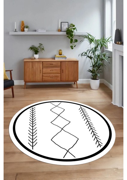 Dijital Baskılı Kaymaz Yıkanabilir Iskandinav Yuvarlak Salon Halısı, N-Y-Iskandinav-01-Beyaz, fiyatları