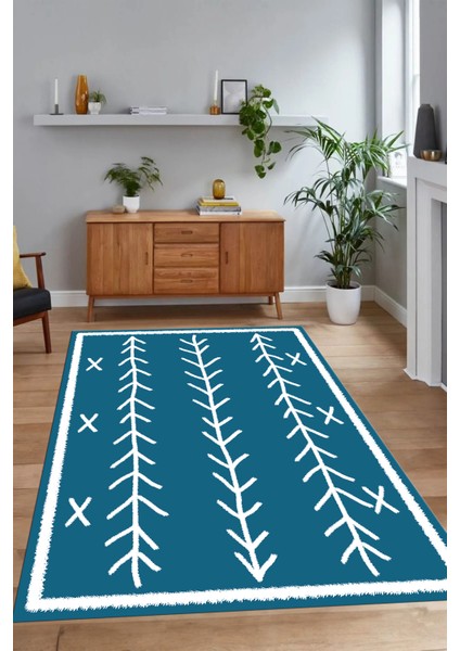Dijital Baskılı Kaymaz Taban Yıkanabilir Iskandinav Yolluk Salon Halısı, N-Iskandinav-07-Mavi, fiyatları